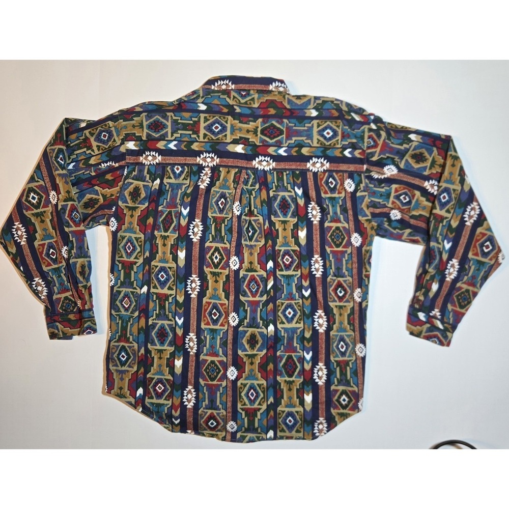 Vintage 90's Woolrich Button Up Shirt Mens XL Aztec Southwestern Tribal Pattern - Picture 3 of 11